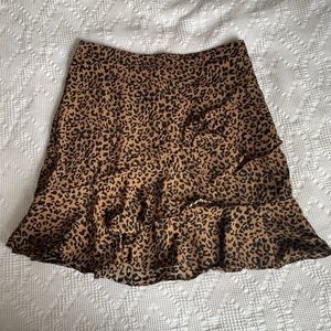 Leopard Print Mini Flare Skirt